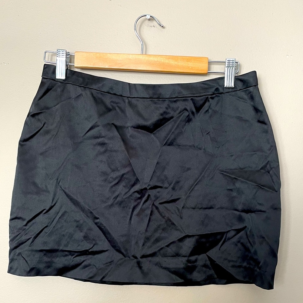 Stretch satin mini skirt